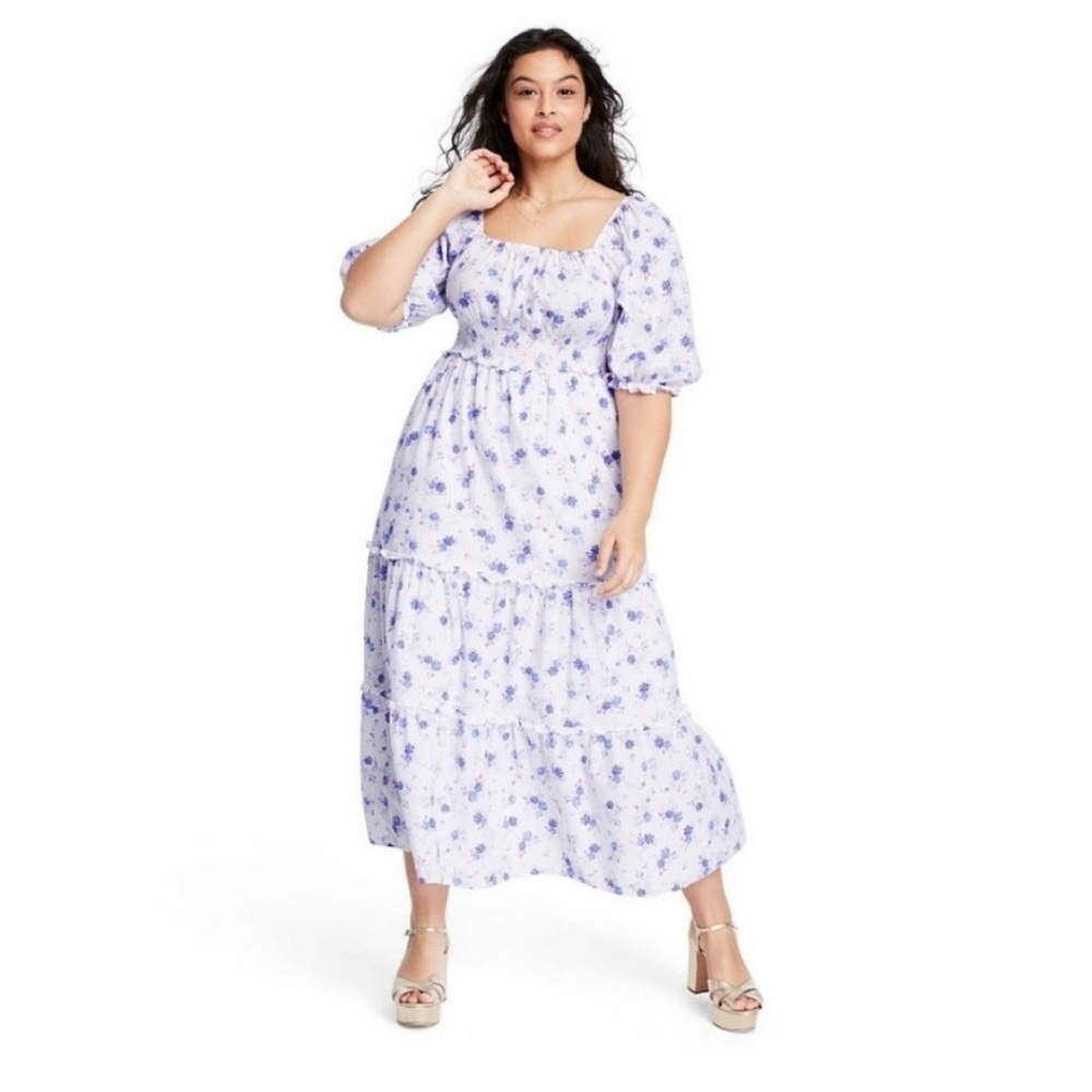 Love Shack Fancy Target Gemma White Floral Midi Dress Size XL